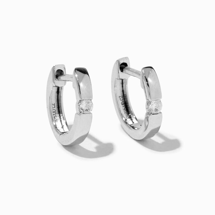 ICING Select Sterling Silver 1/20 ct. tw. Lab Grown Diamond 10MM Clicker Hoop Earrings,