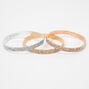 Mixed Metal Triple Row Rhinestone Stretch Bracelets - 3 Pack,