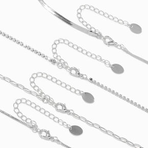 Silver Cubic Zirconia Chain Necklace Set - 4 Pack,