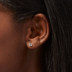 Black &amp; Silver Assorted Stud Earrings - 9 Pack,
