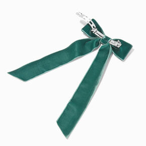 Emerald Green Velvet Long Tail Bow Hair Clip,