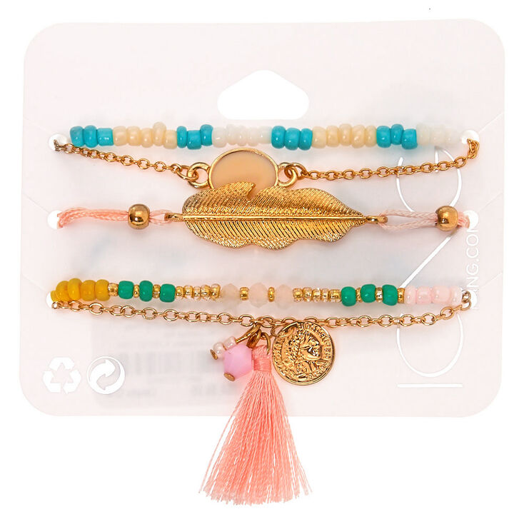 Gold Pastel Tropical Bracelets - 5 Pack,