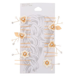 Gold Fancy Floral Hair Pins - 6 Pack,
