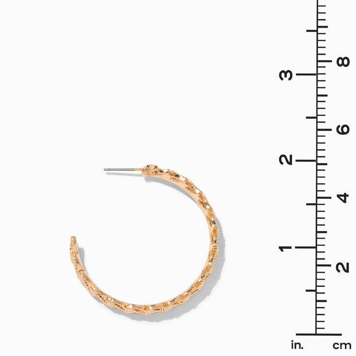 Gold-tone 40MM Textured Leaf Hoop Earrings,
