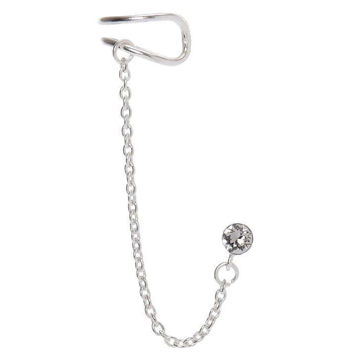 Sterling Silver Crystal Double Cuff Connector Earring,