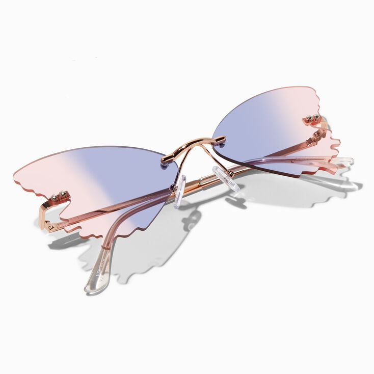 Gold Purple &amp; Pink Ombre Butterfly Sunglasses,