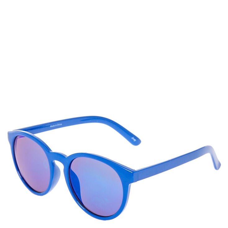 Blue Cat Eye Mirrored Sunglasses,