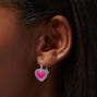 Hot Pink Heart Silver 0.5&quot; Drop Earrings,