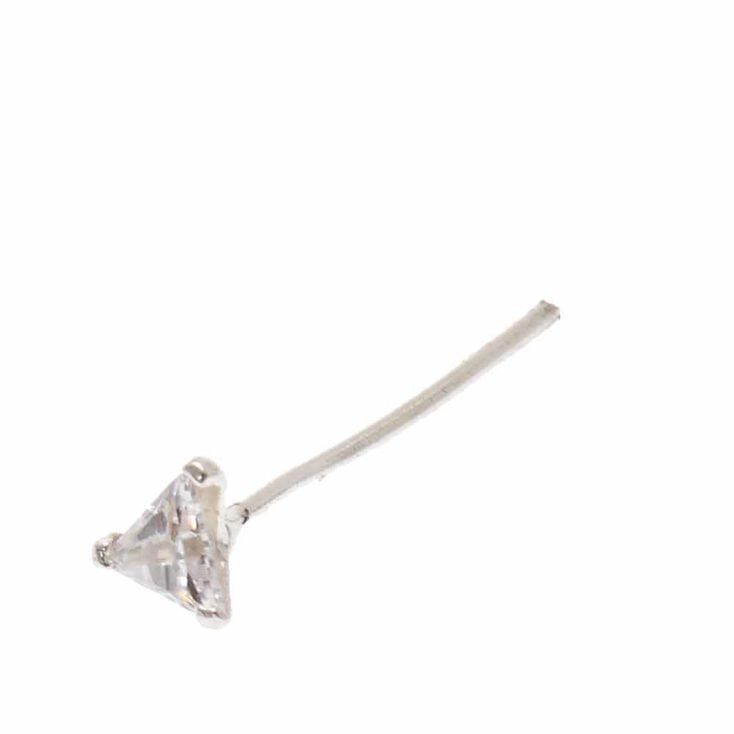Sterling Silver Cubic Zirconia Triangle Nose Stud,
