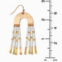 Gold-tone Arch White Beaded Fringe 2.5&quot; Drop Earrings ,