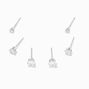 Silver Cubic Zirconia Round Stud Earrings - 2MM, 3MM, 4MM,