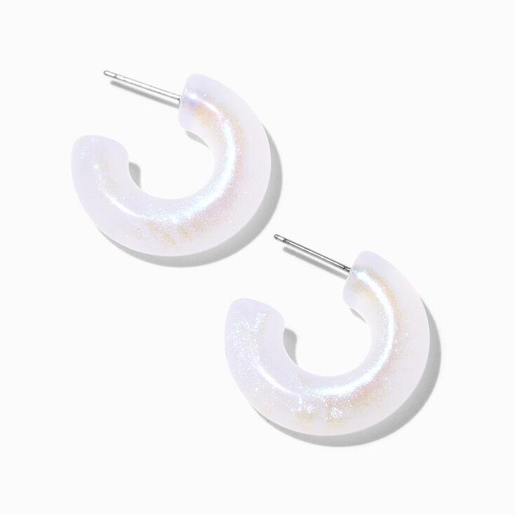 White Shimmer 30MM Resin Hoop Earrings,