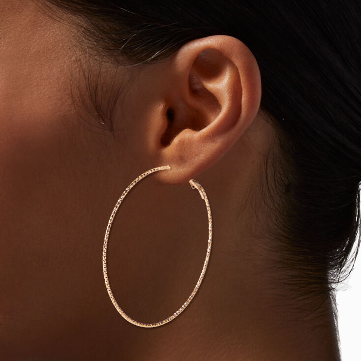 Gold-tone Textured Graduated Hoop Earrings - 3 Pack,