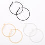 Mixed Metal 40MM Textured Hoop Earrings - 3 Pack,