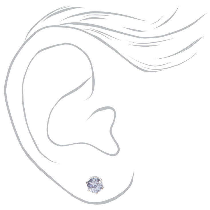 Silver Cubic Zirconia Round Stud Earrings  - 3 Pack,