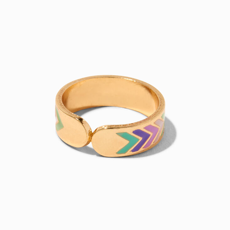 Gold Chevron Rainbow Band Toe Ring,
