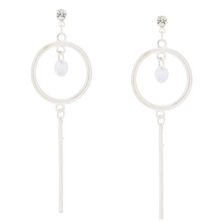 Cubic Zirconia 2.5" Circle Drop Earrings,