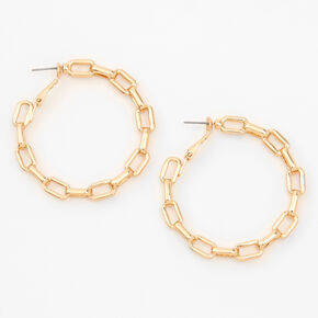 Gold 50MM Chain Link Hoop Earrings,