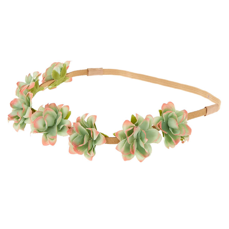 Faux Succulent Headwrap - Green,