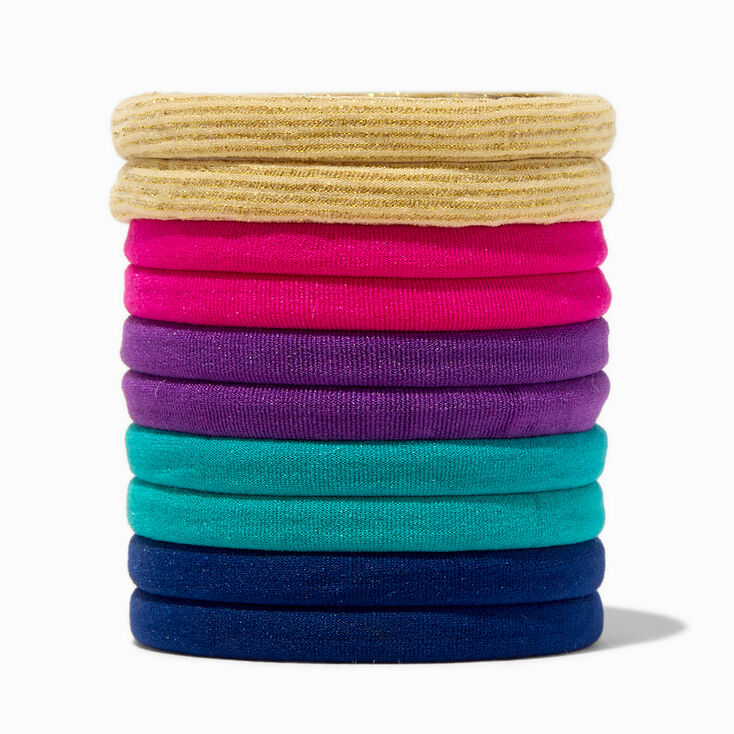 Mixed Jewel Tone Rolled Hair Ties - 10 Pack,