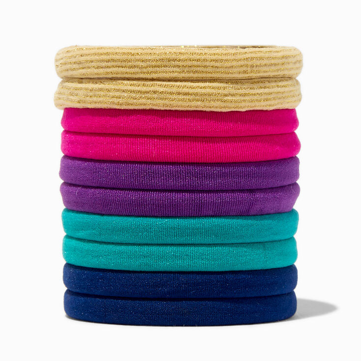 Mixed Jewel Tone Rolled Hair Ties - 10 Pack,