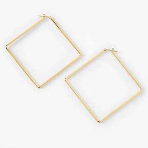 18kt Gold Plated Refined Rhombus Hoop Earrings,