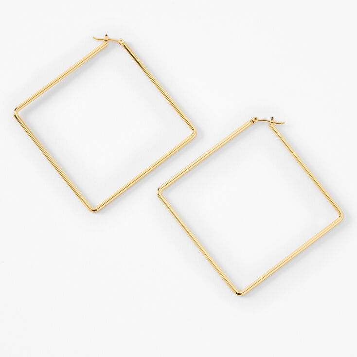18kt Gold Plated Refined Rhombus Hoop Earrings,