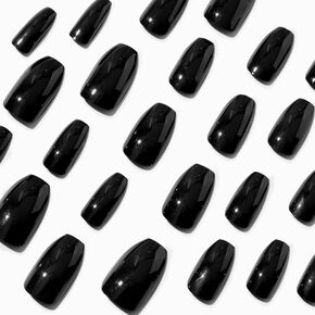 Black Glossy Coffin Faux Nail Set - 24 Pack,