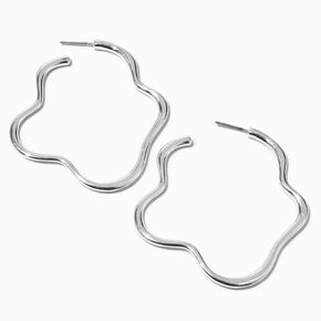 Silver-tone Squiggle 60MM Hoops,