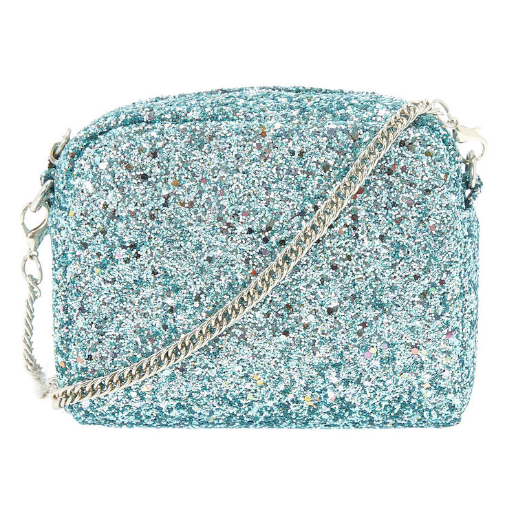 Mini Glitter Crossbody Bag - Aqua,