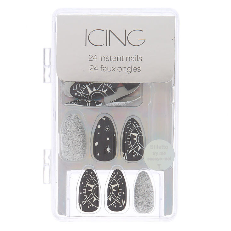 Zodiac Faux Nail Set - Black, 24 Pack,