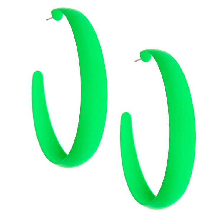 60MM Rubber Hoop Earrings - Neon Green,