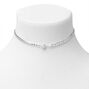 Silver Embellished Initial Chain Choker Necklace - J,