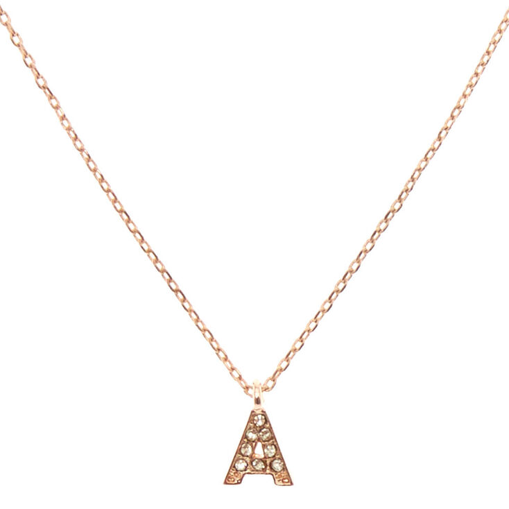 Rose Gold-Tone "A" Initial Pendant Necklace,