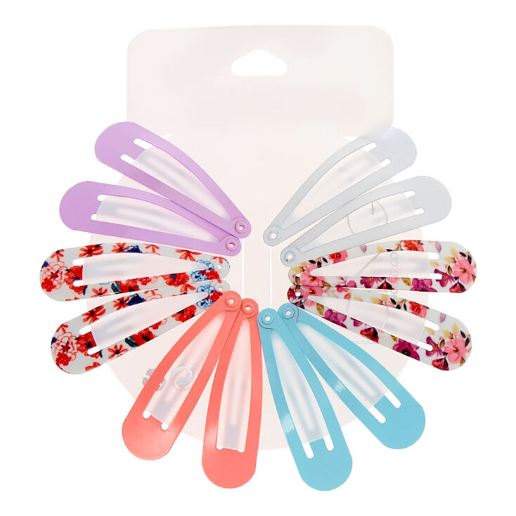 Pastel Floral Snap Hair Clips - 12 Pack,
