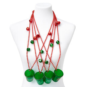Christmas Shot Glass Beaded Necklace Set - 4 Pack,