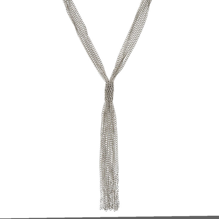 Silver-Tone Thick Multi-chain Tassel Necklace,