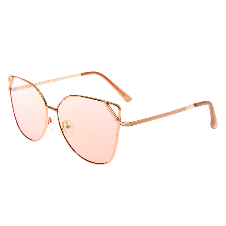 Rose Gold-Tone Cat Eye Sunglasses,