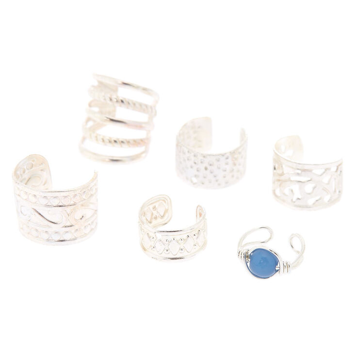 6 Pack Silver & Turquoise Ear Cuffs,