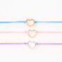 Mixed Metal Heart Pastel Adjustable Cord Bracelets - 3 Pack,