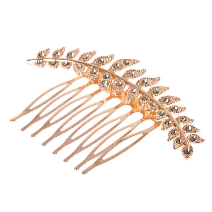 Rose Gold-Tone Crystal Olive Branch Hair Comb,