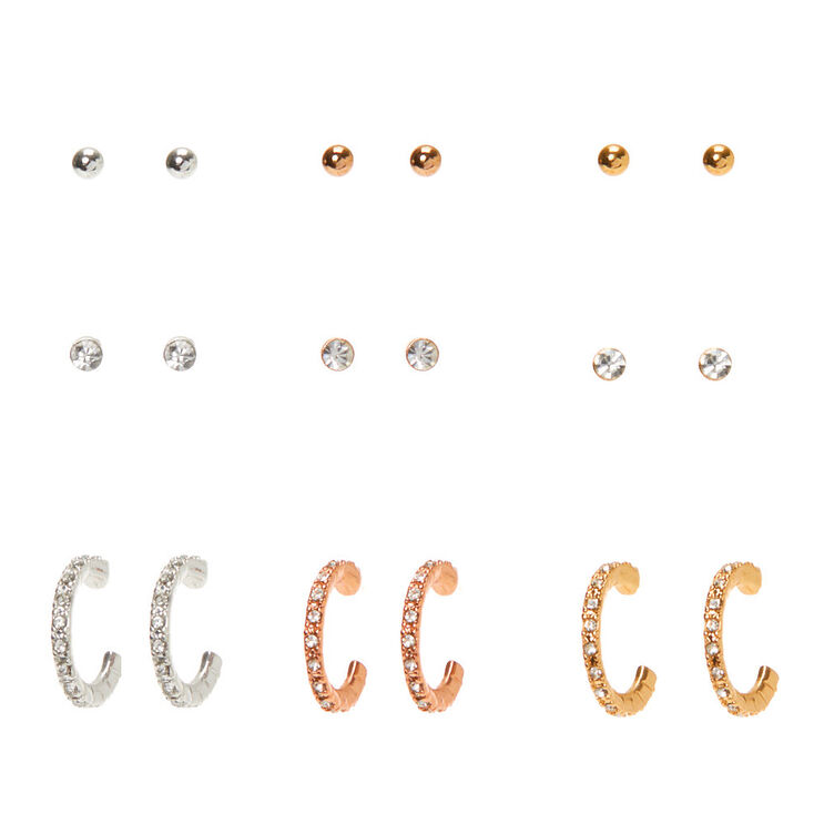 Mixed Metal Earring Set - 9 Pack,