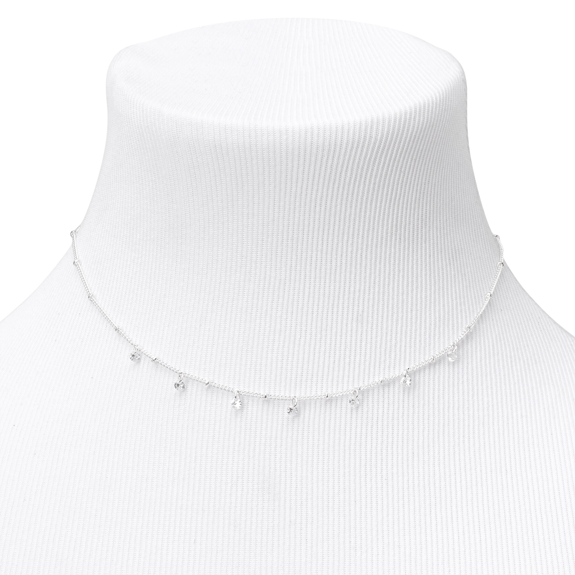 Silver cubic sale zirconia choker necklace