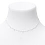 Silver Cubic Zirconia Stone Beaded Choker Necklace,