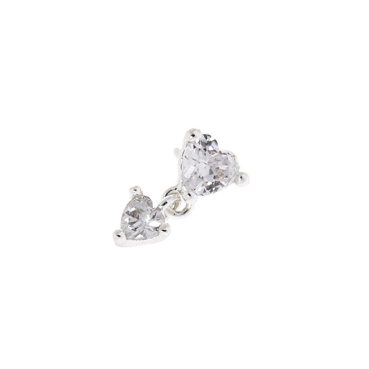Cubic Zirconia 16G Heart Drop Tragus Earring,