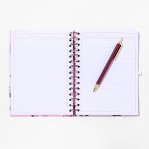 Purple Floral Spiral Journal With Pen,