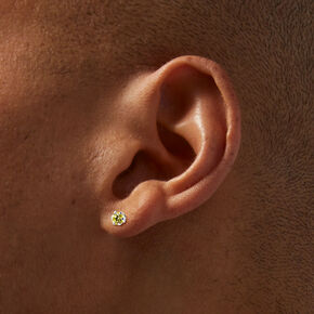 Icing Select Sterling Silver Plated Green Apple Cubic Zirconia 4MM Basket Stud Earrings,