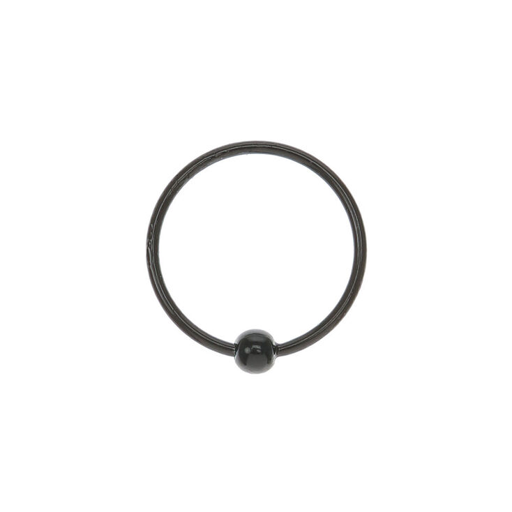 Sterling Silver Beaded Nose Ring - Black,