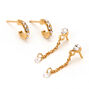 18kt Gold Plated Embellished Chain Hoop Mixed Earrings - 2 Pack,