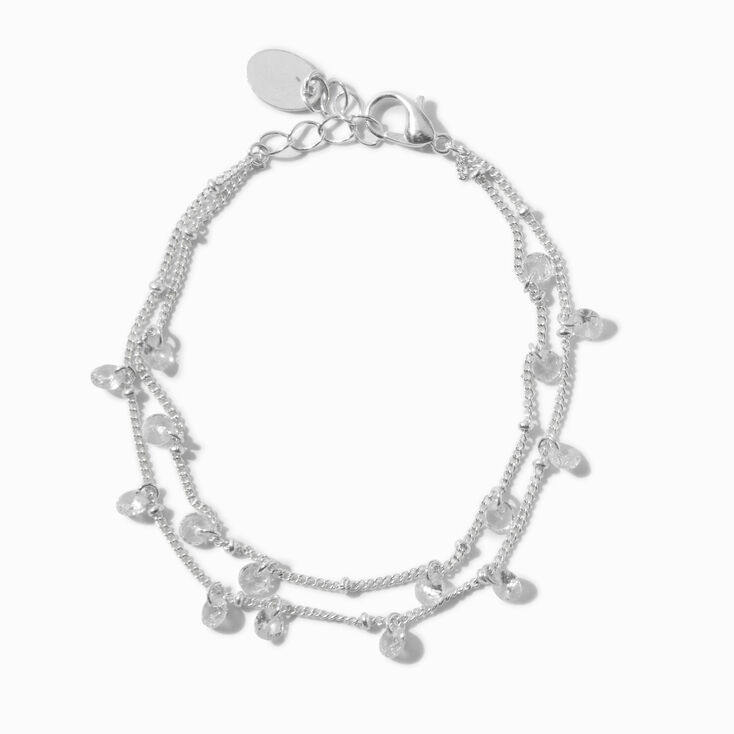 Silver Crystal Confetti Charm Multi-Strand Bracelet,